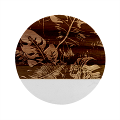 Tropical Leaves Foliage Monstera Nature Home Pattern Marble Wood Coaster (round)