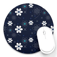 Flowers Pattern Pattern Flower Texture Round Mousepad by Jancukart