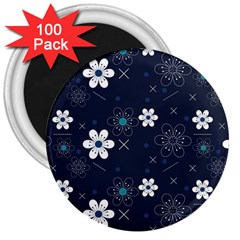 Flowers Pattern Pattern Flower Texture 3  Magnets (100 Pack) by Jancukart