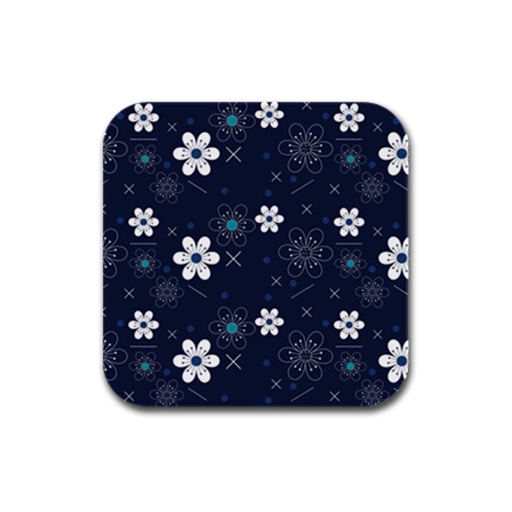 Flowers Pattern Pattern Flower Texture Rubber Square Coaster (4 pack)