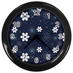 Flowers Pattern Pattern Flower Texture Wall Clock (Black) Front