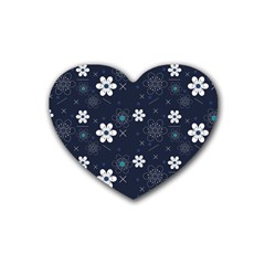 Flowers Pattern Pattern Flower Texture Rubber Coaster (heart)