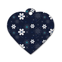 Flowers Pattern Pattern Flower Texture Dog Tag Heart (one Side)