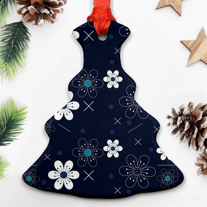 Flowers Pattern Pattern Flower Texture Christmas Tree Ornament (Two Sides)