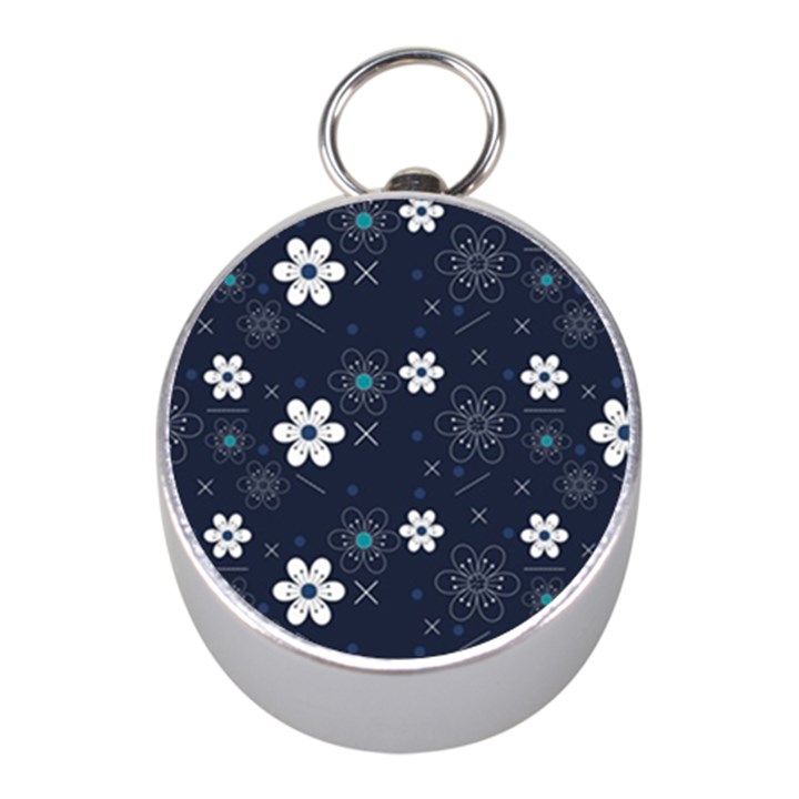 Flowers Pattern Pattern Flower Texture Mini Silver Compasses