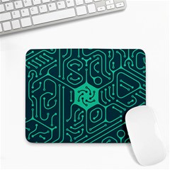 Circuit Hexagonal Geometric Pattern Background Green Small Mousepad