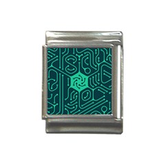 Circuit Hexagonal Geometric Pattern Background Green Italian Charm (13mm)