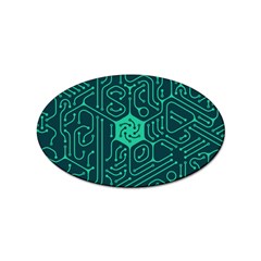 Circuit Hexagonal Geometric Pattern Background Green Sticker (oval) by Jancukart