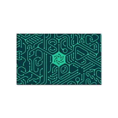 Circuit Hexagonal Geometric Pattern Background Green Sticker (rectangular)