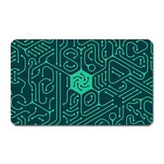 Circuit Hexagonal Geometric Pattern Background Green Magnet (rectangular)