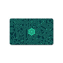 Circuit Hexagonal Geometric Pattern Background Green Magnet (name Card)