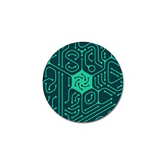 Circuit Hexagonal Geometric Pattern Background Green Golf Ball Marker by Jancukart