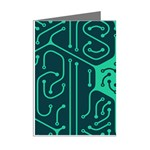 Circuit Hexagonal Geometric Pattern Background Green Mini Greeting Cards (Pkg of 8) Right