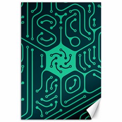 Circuit Hexagonal Geometric Pattern Background Green Canvas 12  X 18 