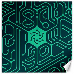 Circuit Hexagonal Geometric Pattern Background Green Canvas 20  X 20 