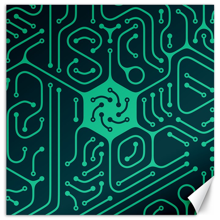 Circuit Hexagonal Geometric Pattern Background Green Canvas 20  x 20 