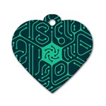 Circuit Hexagonal Geometric Pattern Background Green Dog Tag Heart (One Side) Front