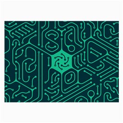 Circuit Hexagonal Geometric Pattern Background Green Large Glasses Cloth