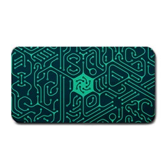 Circuit Hexagonal Geometric Pattern Background Green Medium Bar Mat