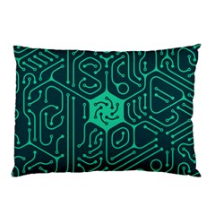 Circuit Hexagonal Geometric Pattern Background Green Pillow Case