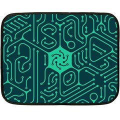 Circuit Hexagonal Geometric Pattern Background Green Fleece Blanket (mini)