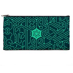 Circuit Hexagonal Geometric Pattern Background Green Pencil Case