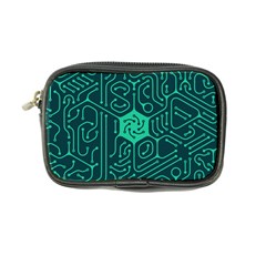 Circuit Hexagonal Geometric Pattern Background Green Coin Purse by Jancukart