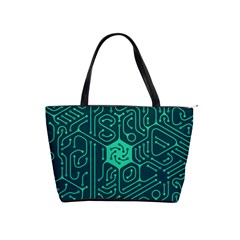 Circuit Hexagonal Geometric Pattern Background Green Classic Shoulder Handbag