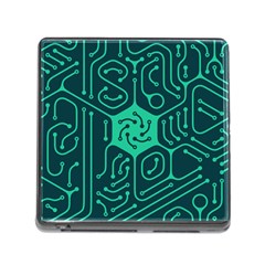 Circuit Hexagonal Geometric Pattern Background Green Memory Card Reader (square 5 Slot)