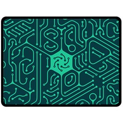 Circuit Hexagonal Geometric Pattern Background Green Fleece Blanket (large) by Jancukart