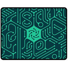 Circuit Hexagonal Geometric Pattern Background Green Fleece Blanket (medium) by Jancukart