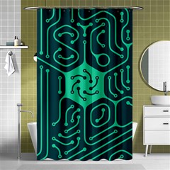 Circuit Hexagonal Geometric Pattern Background Green Shower Curtain 48  X 72  (small) 