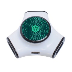 Circuit Hexagonal Geometric Pattern Background Green 3-port Usb Hub