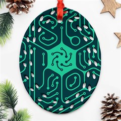 Circuit Hexagonal Geometric Pattern Background Green Ornament (oval Filigree)