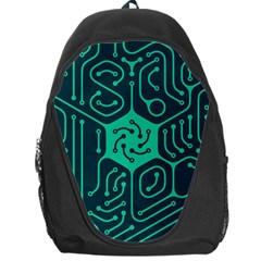 Circuit Hexagonal Geometric Pattern Background Green Backpack Bag