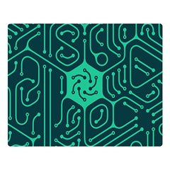 Circuit Hexagonal Geometric Pattern Background Green Two Sides Premium Plush Fleece Blanket (large)