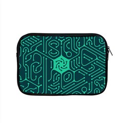 Circuit Hexagonal Geometric Pattern Background Green Apple Macbook Pro 15  Zipper Case by Jancukart