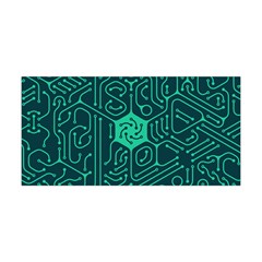 Circuit Hexagonal Geometric Pattern Background Green Yoga Headband by Jancukart