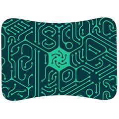 Circuit Hexagonal Geometric Pattern Background Green Velour Seat Head Rest Cushion