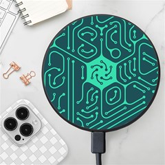 Circuit Hexagonal Geometric Pattern Background Green Wireless Fast Charger(black)