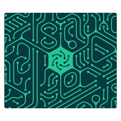 Circuit Hexagonal Geometric Pattern Background Green Premium Plush Fleece Blanket (small)