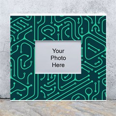 Circuit Hexagonal Geometric Pattern Background Green White Wall Photo Frame 5  X 7  by Jancukart