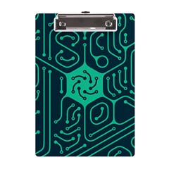 Circuit Hexagonal Geometric Pattern Background Green A5 Acrylic Clipboard