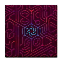 Circuit Hexagonal Geometric Pattern Background Purple Tile Coaster by Jancukart