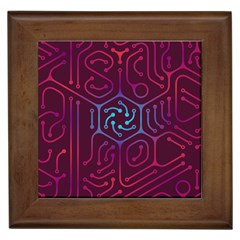 Circuit Hexagonal Geometric Pattern Background Purple Framed Tile