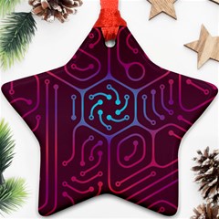 Circuit Hexagonal Geometric Pattern Background Purple Ornament (star)