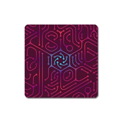 Circuit Hexagonal Geometric Pattern Background Purple Square Magnet