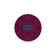 Circuit Hexagonal Geometric Pattern Background Purple Golf Ball Marker by Jancukart