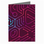 Circuit Hexagonal Geometric Pattern Background Purple Greeting Cards (Pkg of 8) Left