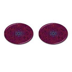 Circuit Hexagonal Geometric Pattern Background Purple Cufflinks (oval)